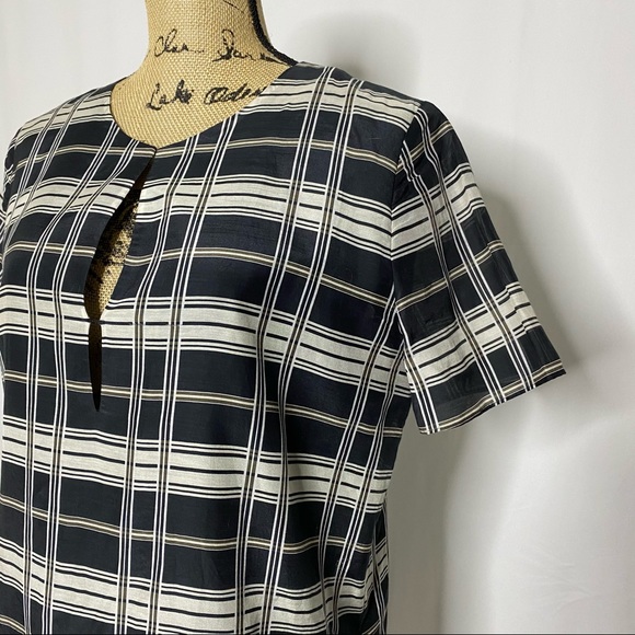 Theory Plaid Silk Blend Shift Dress - Picture 2 of 10